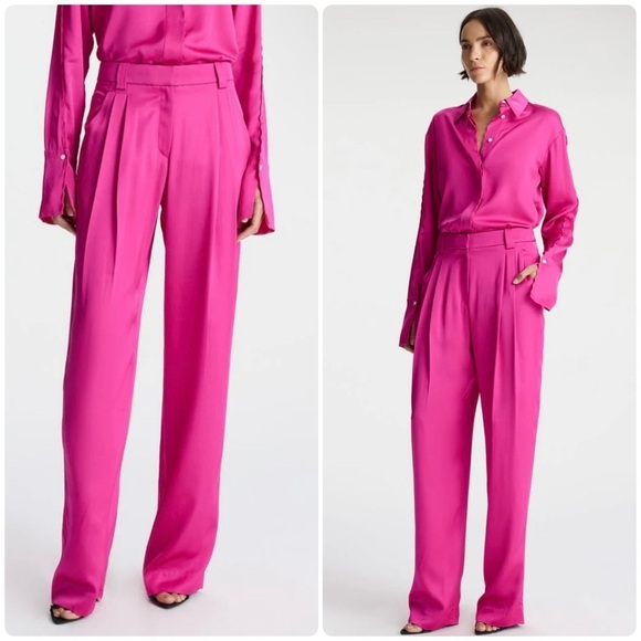 A.L.C. Pants - New! A.L.C. Flynn High-Waisted Pleated Trousers 💕 size 0 NWT! Disco Pink 🪩